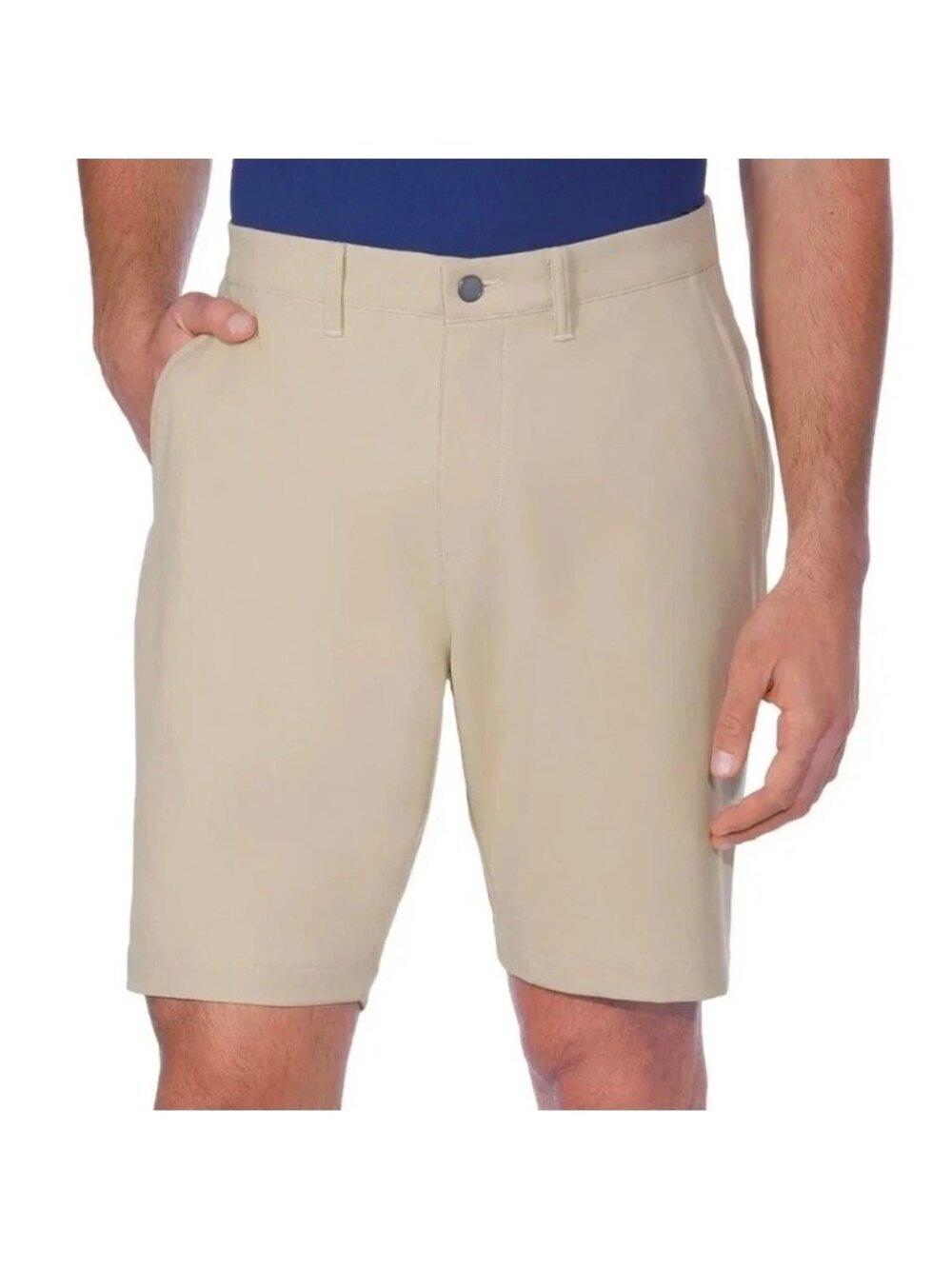 NWT Kirkland Signature Men's 40 Beige Tech Shorts Moisture-Wicking UPF 50